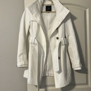 White Military Style Pea Coat, Good Condition, Size Medium.